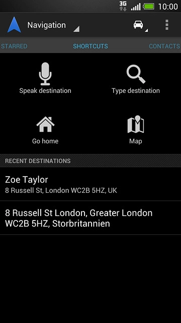 Press Type destination.