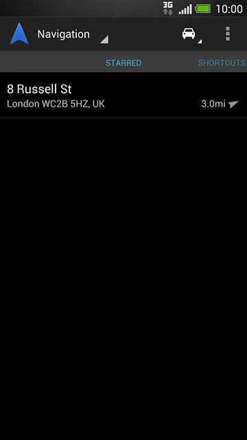 Slide your finger right on the display.Your favourite locations are displayed.Press the required destination.