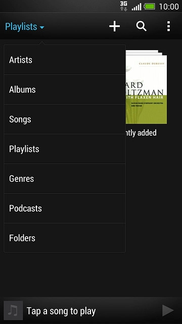 Press the required category.Go to the required audio file or playlist.