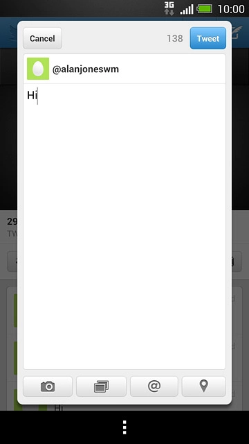 Write the required text and press Tweet.