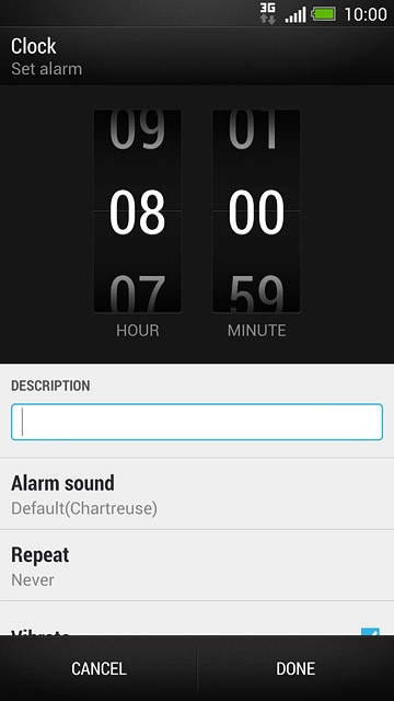 Slide hours and minutes up or down to set the time.