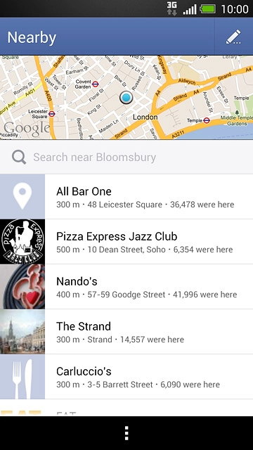 To search for a location:Press Search near.