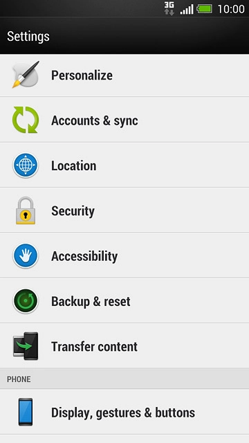 Press Display, gestures & buttons.