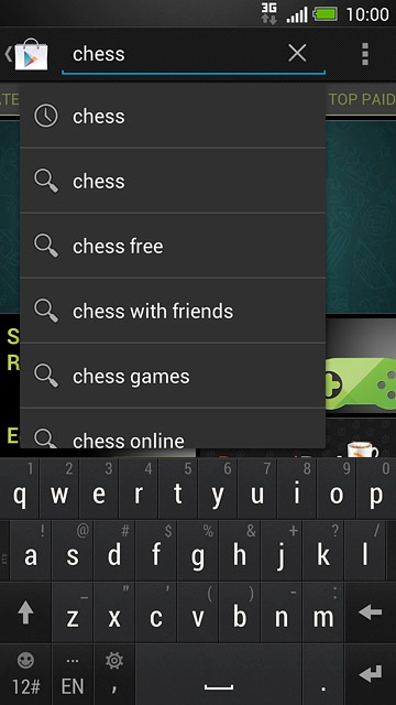 Key in the name of the required app and press enter.