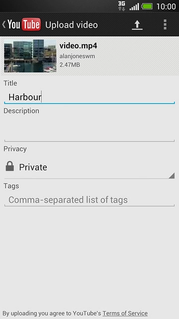 Press the upload icon.