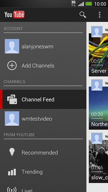 Slide your finger right on the display.Press your username.