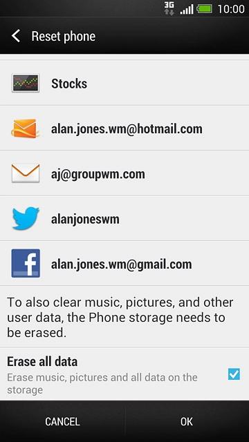 Press Erase all data until the display tells you that the function is turned on.