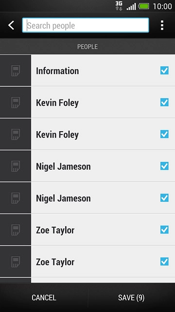Press SAVE.After a moment the contacts are copied.
