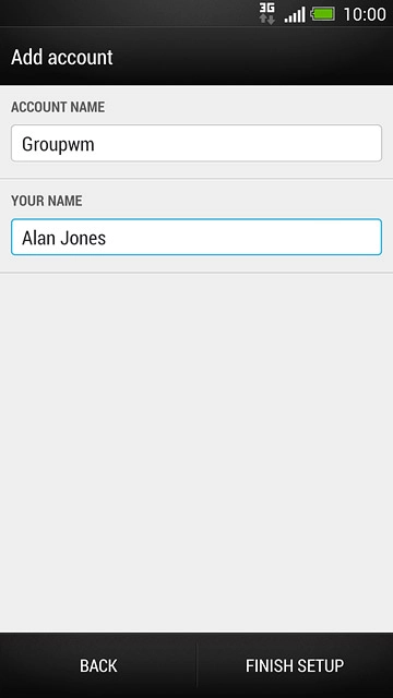 Press FINISH SETUP.Wait while your phone retrieves new email messages.