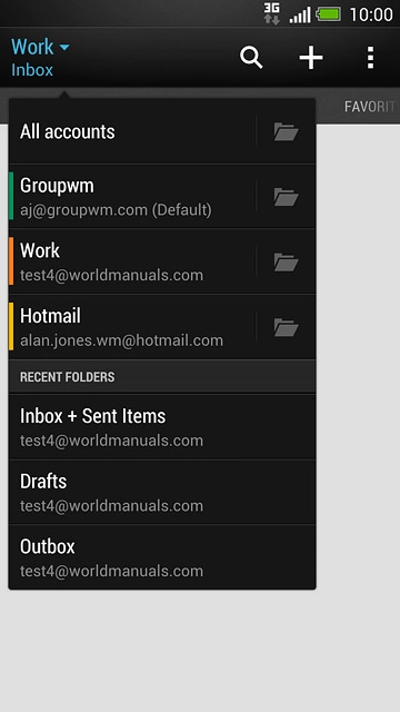 Press the required email account.