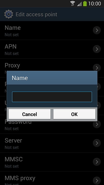 Key in Vodafone Internet and press OK.