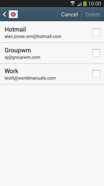 Press the required email account to select it.