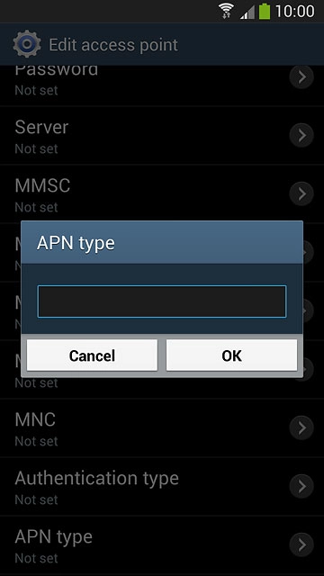 Key in default and press OK.
