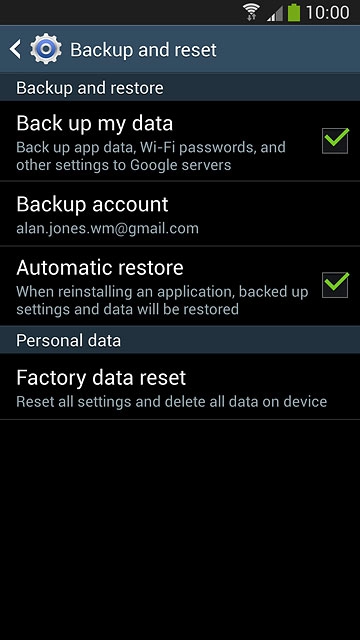 Press Factory data reset.