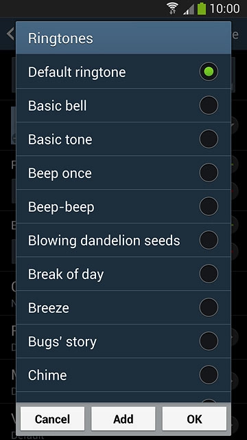 To assign your phone's current default ring tone:Press Default ringtone.