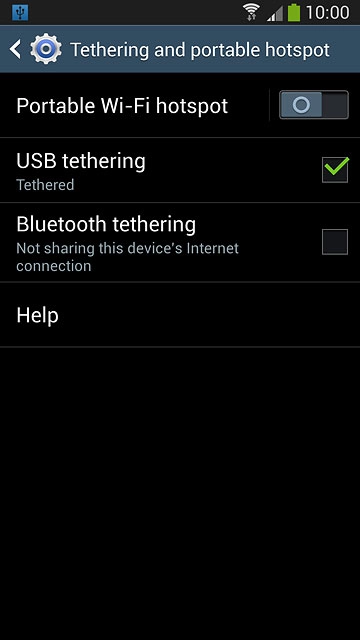 Press USB tethering until the function is turned on.