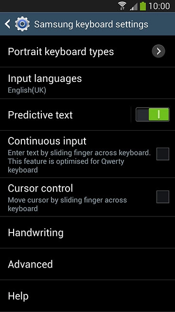 Press Predictive text.