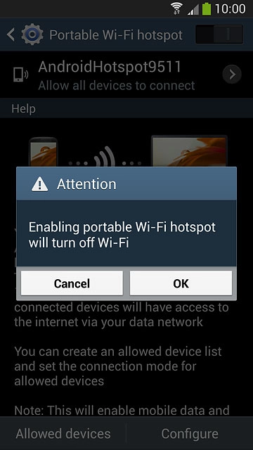 If Wi-Fi is turned on:Press OK to confirm.