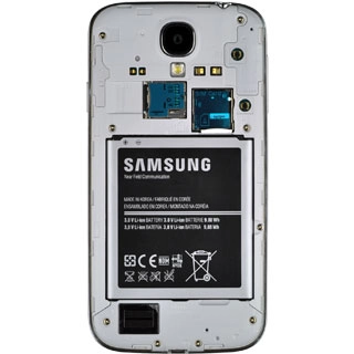 Place the battery in your phone, top first, matching the battery contacts with the phone contacts and press the battery into place.