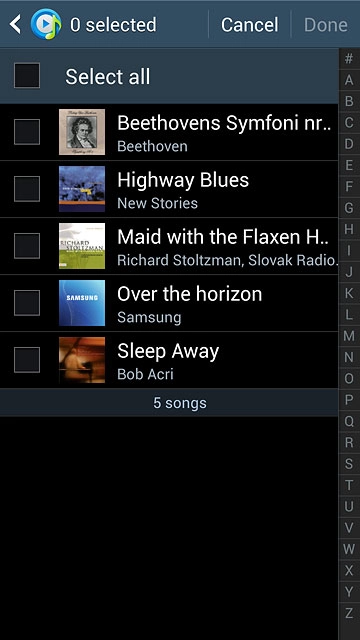 Press the required audio files to select them.