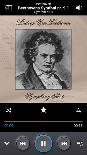 To fast forward or rewind the current audio file:Press the indicator at the bottom of the display and slide it right or left.