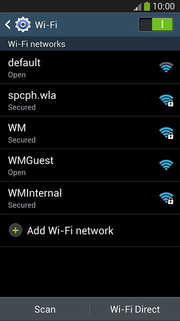 A list of Wi-Fi networks within range is displayed.Press the required Wi-Fi network.