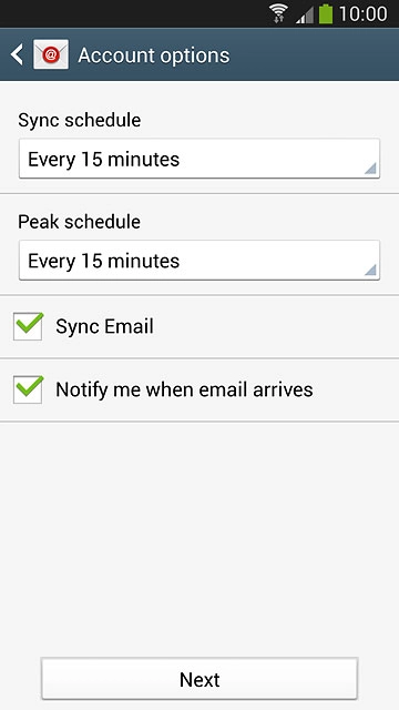 Press Sync Email to turn the function on or off.