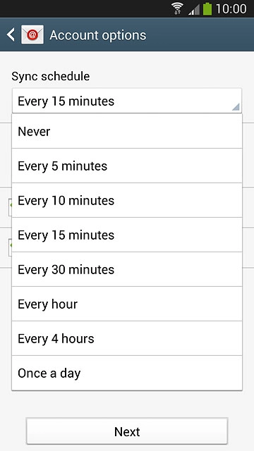 Press Never or the required period.