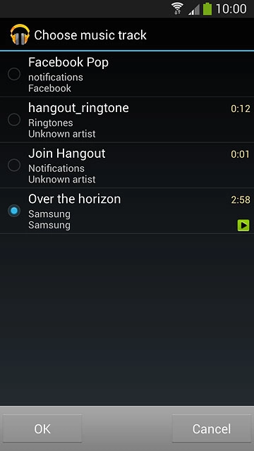 Once you've found a ring tone you like, press OK.