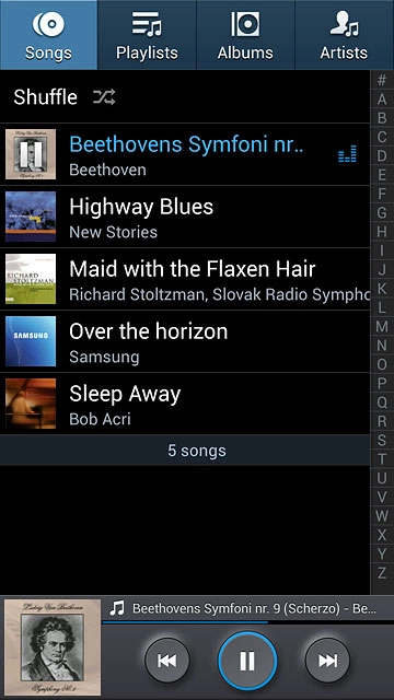 Press the field in the bottom left corner of the display.