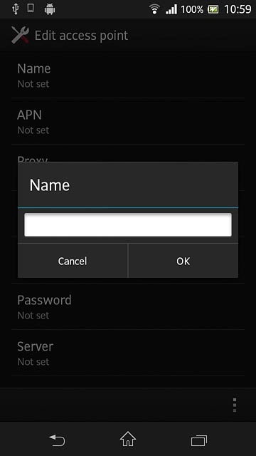 Key in Vodafone Internet and press OK.