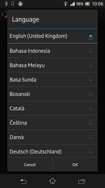 Press the required language.