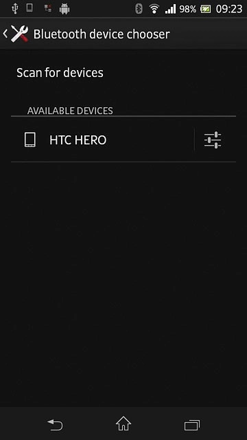 Your phone now searches for devices and after a moment, a list of Bluetooth devices within range is displayed.Press the required Bluetooth device.The file is sent.