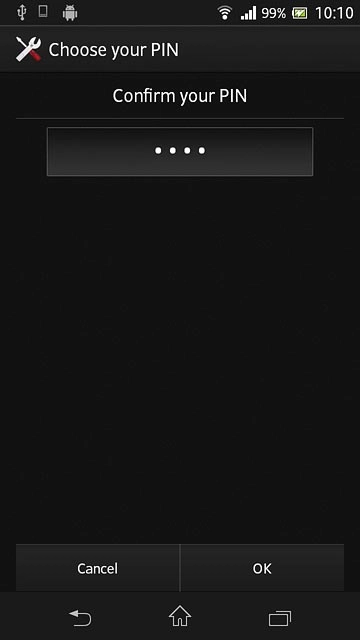 Key in the phone lock code again and press OK.