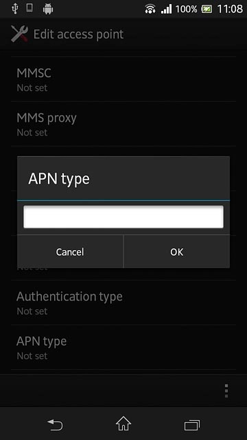 Key in default and press OK.