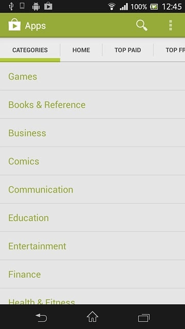 To search by category:Press CATEGORIES.Go to the required category.
