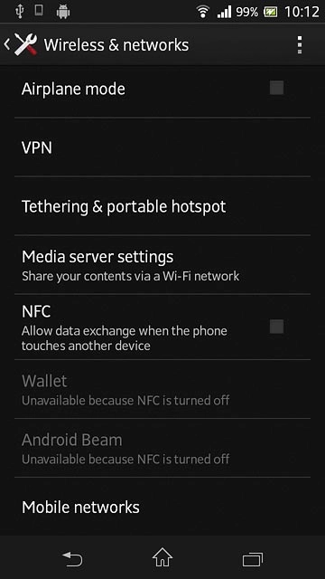 Press Mobile networks.