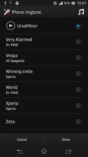 Once you've found a ring tone you like, press Done.