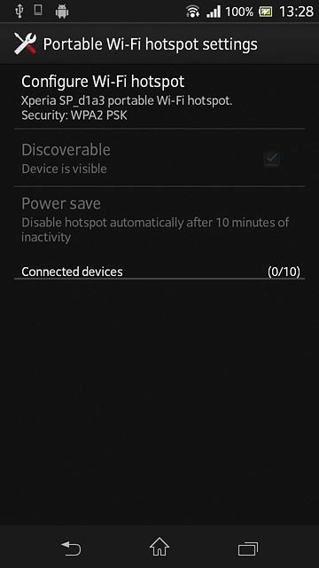 Press Configure Wi-Fi hotspot.