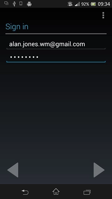 Press arrow right.Follow the instructions on the display to select settings for your Google account.