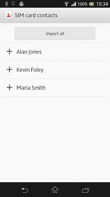 Press Import all.After a moment the contacts are copied.