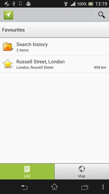 Press the required destination.