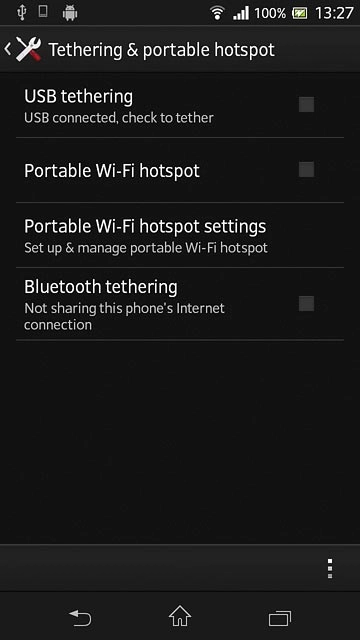 Press Portable Wi-Fi hotspot settings.