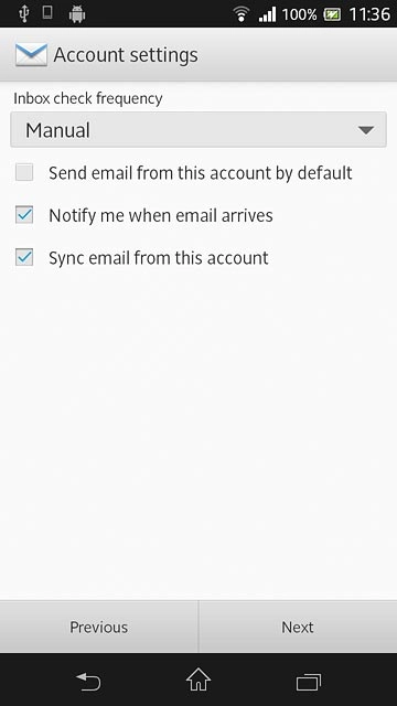 Press Notify me when email arrives to turn the function on or off.