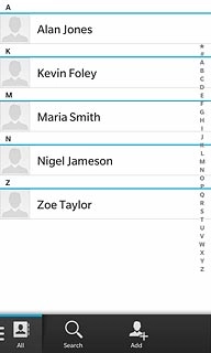 Press the required contact.The contact details are displayed.