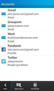Press the email account you've just set up.