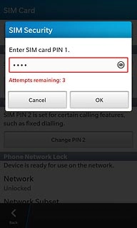 Key in your PIN and press OK.Depending on the current setting, your PIN is turned on or off.