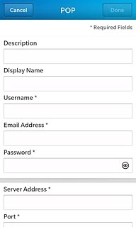 Press the field below Password and key in the password for your email account.
