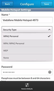 Press None or the required encryption method.
