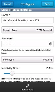 If you select a method of encryption:Press the field below Password and key in the required password.